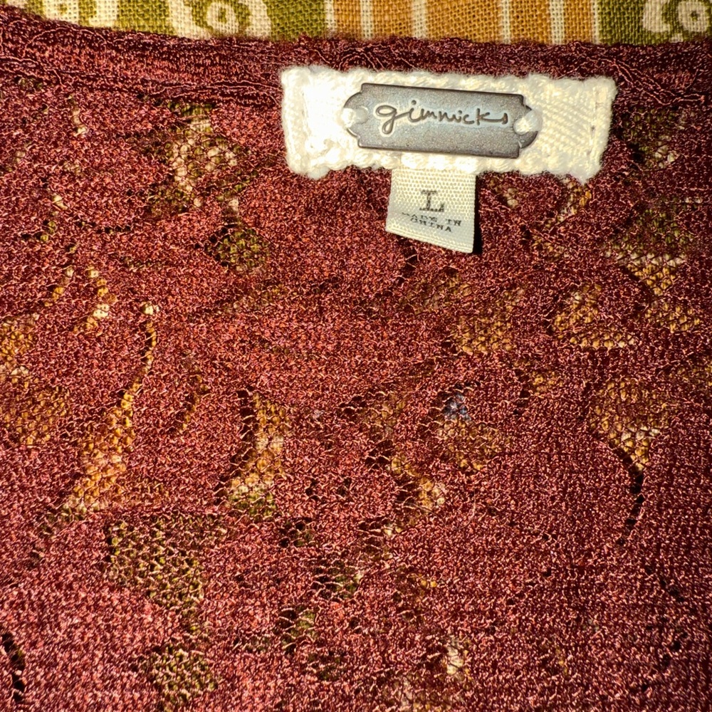 Gimmicks by BKE Burgundy Lace Women's Blouse - Picture 2 of 8